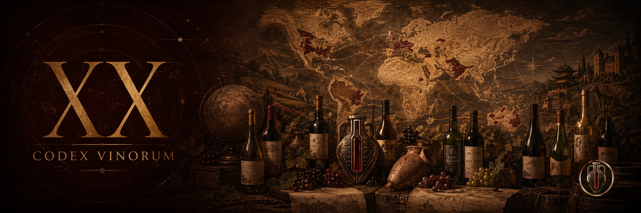 Le monde global du vin — bouteilles de régions productrices du monde entier